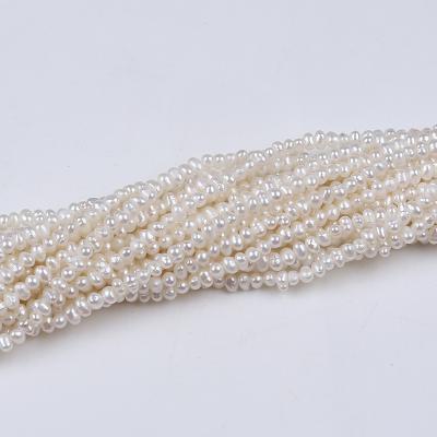 China Jewelry 2-3mm One Strand Cultured Freshwater Pearl Natural Loose White Potato Shape Beads for sale