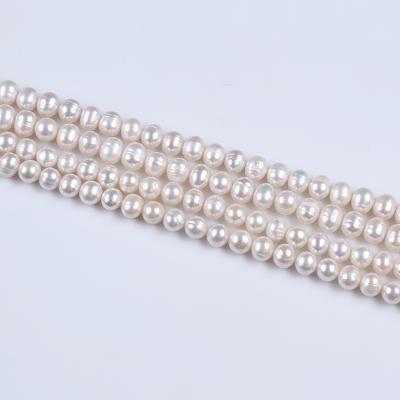 China Cheap White Baroque Freshwater Pearl Factory Price Pearl Strand Jewelry 7-8mm Thread for sale