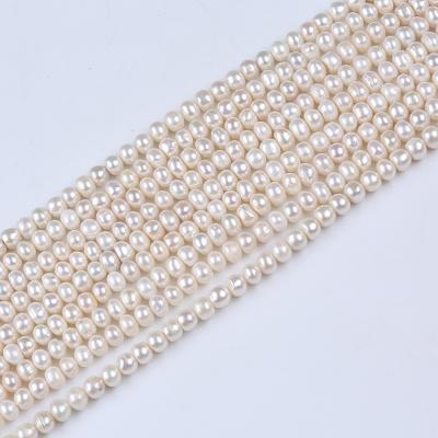 China Jewelry 6-6.5mm Cultured White Natural Button Shape Loose Beads Freshwater Pearl Strand For Jewelry Making for sale