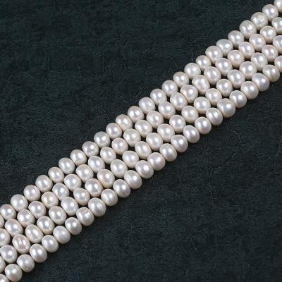 China Jewelry 9-10mm White Button Shape Real Freshwater Pearl Loose Bead Strand for sale