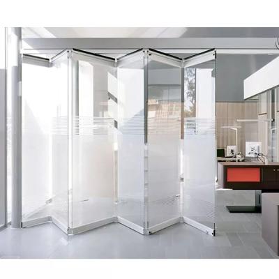 China Folding Screen High quality living room partitions frameless folding door interior slim frame soundproof panoramic aluminium folding door for sale