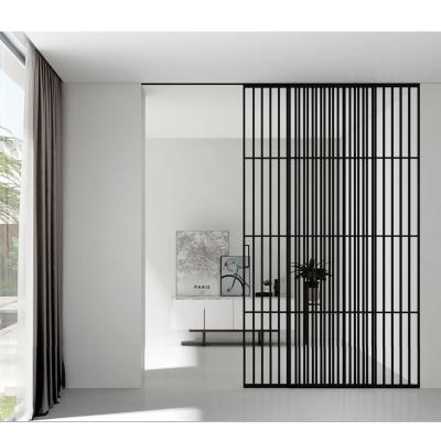 China Decoration Space-saving 3 track aluminum alloy sliding door stack sliding grill glass design door for sale