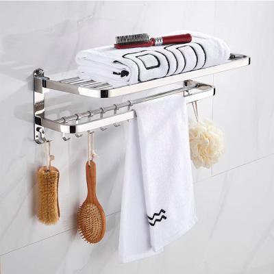 China Durable Amazon Hot Sale Stainless Steel 304 Wall Mounted Bathroom Towel Holder Racks With Hooks for sale