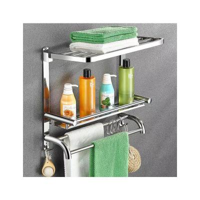 China Durable Stainless Steel Modern Towel Racks Bathroom single double layer shelf holder Towel Racks for sale