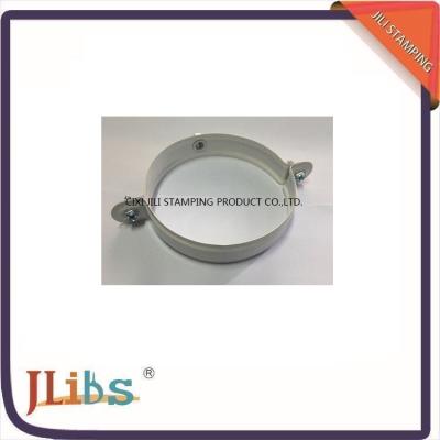 China White Painting Down Pipe Clamps Galvanised Tube Clamps With Riveted Fixed Nut M8 for sale