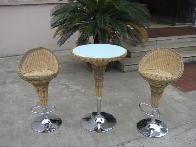 China Pool Resin Wicker Bar Set , Outdoor Garden Rattan Bar Furniture for sale