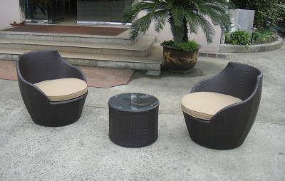 China Dark Brown Resin Wicker Obelisk Chair , Rattan Bullet Sofa Set for sale