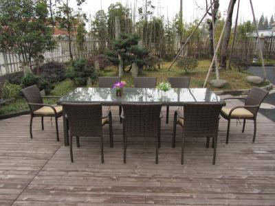 Chine Jardin de rotin de Brown foncé dinant des ensembles avec la chaise de Tableau et de bras 8pcs à vendre