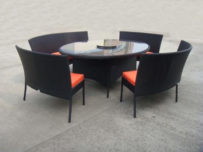 China Rattan Garden Dining Sets With Bench , Patio Table And Chairs Set for sale