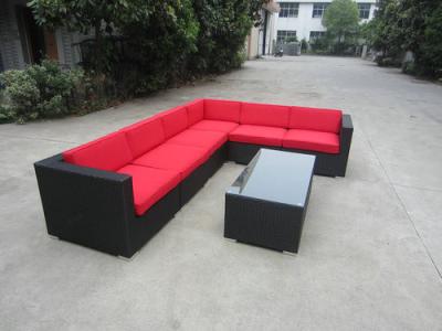 China Plastic Rattan Sectional Sofa Set Corner Sofa With Coffee Table for sale