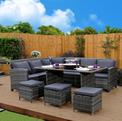 China Corner Outdoor Rattan Sofa Dining Sets High-End Quality Garden Dining Table for sale