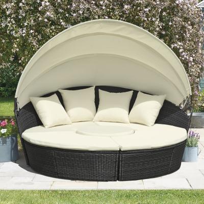 China KD om Rieten Openluchtrotan Daybed in Voor alle weersomstandigheden met 4pcs-Hoofdkussen Te koop