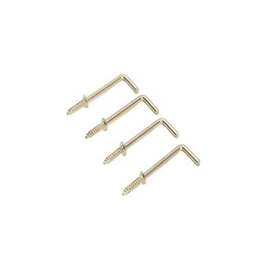 China Steel Brass Plated Type L Self Tapping L Type Screw Hooks Screw Wall Hook Picture Frame Hanging Hooks for sale