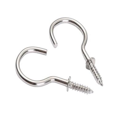 China Steel Cup Hook Screw In Cup Hook Nickel Plated Steel Screw In Nickel Silver-white nickel plated  Cup Hook Screw for sale