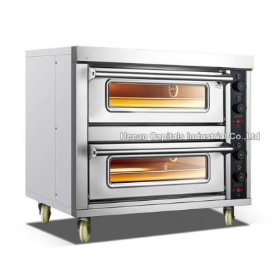 China Pizza Bread Maker's 2 Layer-4Trays Stainless Steel Electric Commercial Electric and Gas Cake Mobile Ovens for sale