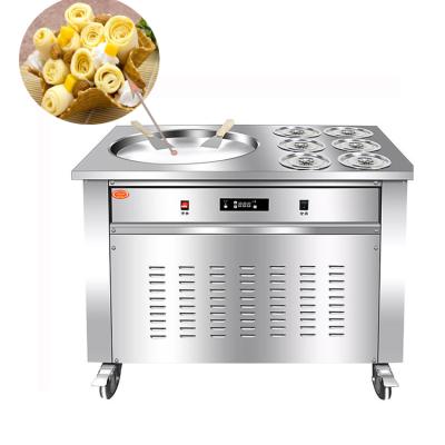 China 6 Bowls Stainless Steel Vegetable Processing Plant Single Dish Fried Ice Yogurt Roll Machine for Frozen Yogurt for sale