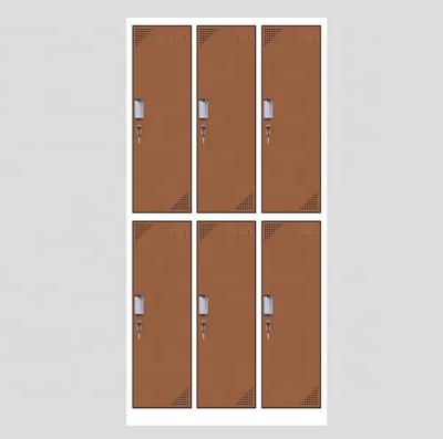 China Metal Closet Two Tiers School Storage Locker Metal Office 6 Door Locker Cabinet Metal Steel Wardrobe School Furniture for sale