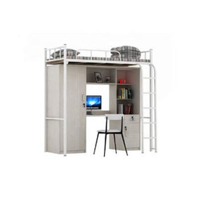 China Modern Metal Double-Decker Bunk With Desk With Slant Ladder Fireproof Bedroom Dormitory Knock Down Single Bed Furniture for sale