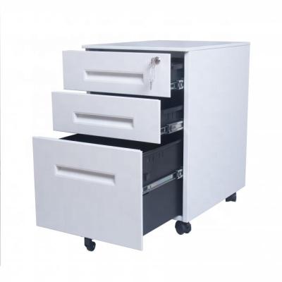 China (Other) Office Furniture Movable Steel Adjustable Cabinet for Office Drawer Filing Cabinet Movable Metal Pedestal Cabinet 3 Drawer for sale