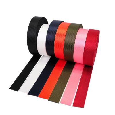 China High toughness factory price 2.5CM imitation nylon plain weave webbing luggage school bag strap polyester color DIY accessories for sale