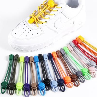 China 2021 Viable Hot Selling No Tie Lock Bungee Locking Reflective Braided Stretch Round Elastic Rope Laces Tie Rope Shoe Lace Latex for sale