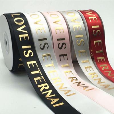 China 2021 Viable Wholesale Silk Ribbon Custom Logo Printing Packaging Decorative Gift Spot Printed Satin Grosgrain Ribbon Customized for sale