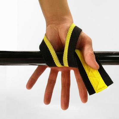 China Durable Factory Wholsale Yellow Thickened Heavy Duty Lifting Straps Powerlifting Straps For Weightlifting for sale