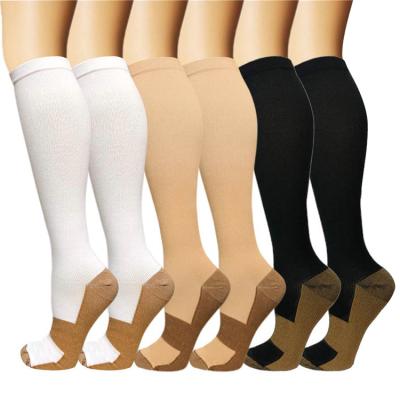 China Amazon Breathable Hot Selling Nylon Copper Compression Long Socks Outdoor Compression Sports Socks for sale