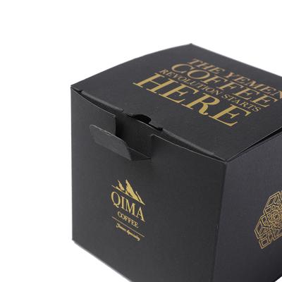 China China Suppliers High Quality Black Gold Recyclable Hot Stamp Paper Gift Box For Coffee Beans for sale