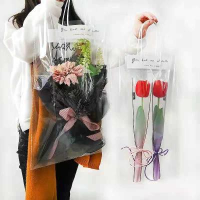 China Transparent Simple Portable Gift Bag Mini Flower Packaging Bag Safety Bouquet Bucket for sale