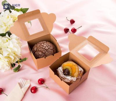 China Recycled Materials Bread Cake Egg Yolk Pastry Snacks Package Window Brown Card Box Pastry Open White Paper Box for sale