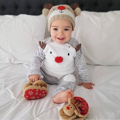 China Polyester Baby New Year Christmas Milu Deer Costume Elk Jumpsuit Infant Halloween Santa Elk Costume for sale