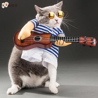 China Viable Pet Guitar Player Dog Costumes Funny Halloween Cosplay Party Dog Clothes for sale