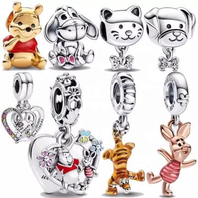 China Original CLASSIC 925 Sterling Silver Pandorar Charm Disneyer Series Logo Bear Tigger Series Suitable for Snake Bone Chain DIY Necklace for sale