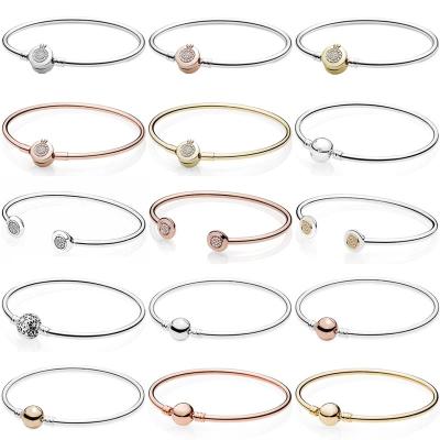 China Thailand Pandoraer S925 original CLASSIC sterling silver crown letter O charm shiny heart-shaped bracelet rose gold female jewelry for sale