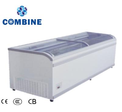 China Single-temperature made in China glass display door island freezer for supermarket for sale