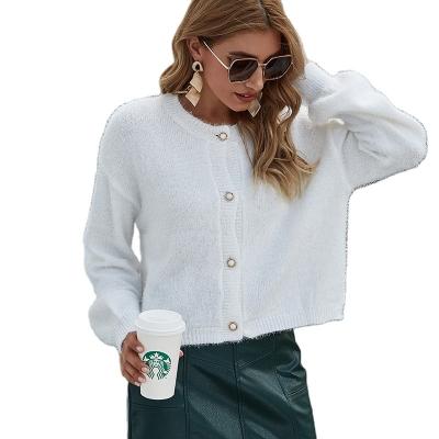 China Anti-wrinkle autumn winter long sleeve knitted loose short cardigan sweater women's coat for sale