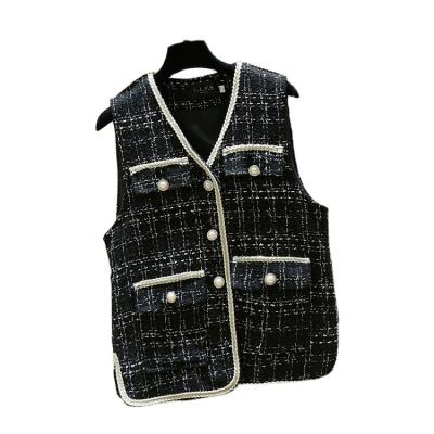 China Waterproof in the spring and autumn of 2021, Xiaoxiang Fengnv tweed foreign style online celebrity vest wears the new vest coat. for sale