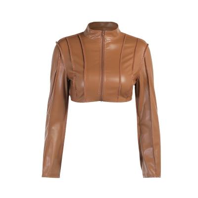 China Anti-wrinkle fashionable women's new coat autumn and winter new ultra short sleeve short leather coat for sale