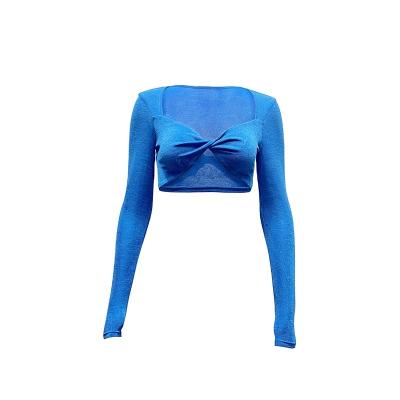 China Anti-Wrinkle Women's Sexy V-Neck Long Sleeve Tight T-Shirt Top Short Navel Exposed Spice Girl Style Bottom Shirt for sale