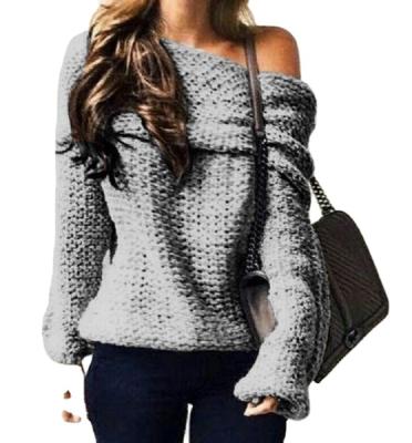 China Anti-wrinkle Long Sleeve Sweater Loose Winter Knitted Plus Size Women's Sweater for sale