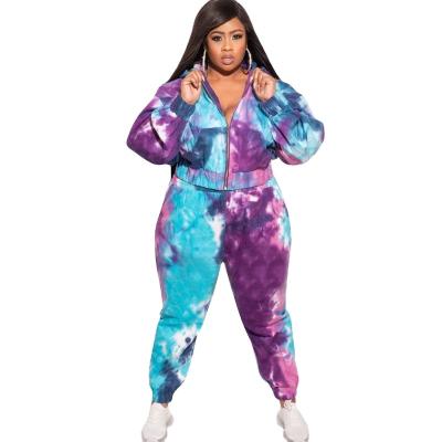 China 2021 winter viable tie-dye loose fashion plus size casual women's two-piece suit. for sale