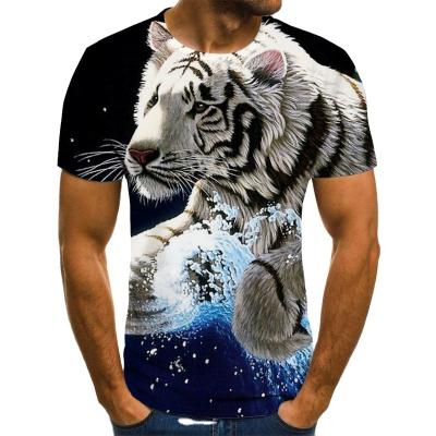 China 2021 New direct supply Anti-wrinkle animal digital printing temperament men's short sleeve lion 3d t-shirt. for sale