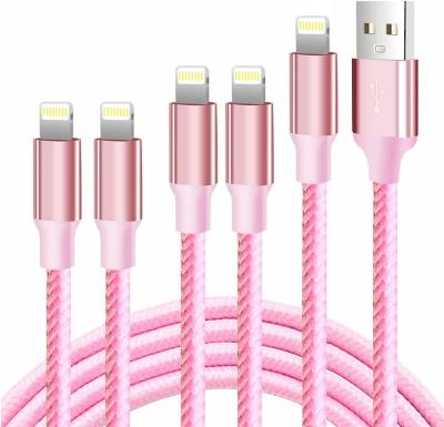 China Video Game Player iPhone Charger 5 Pack 3/3/6/6/10FT Apple MFi Certified USB Lightning Cable Nylon Braided Fast Charging Cord Compatible for sale