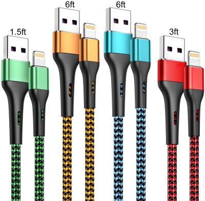 China 4Pack-1.5/3/6/6FT Quick Charging Cable, Speed ​​Charger Durcord for iPhone Charger Tie Down Cable MFi Certified, Nylon Quick Charging Cord for iPhone for sale