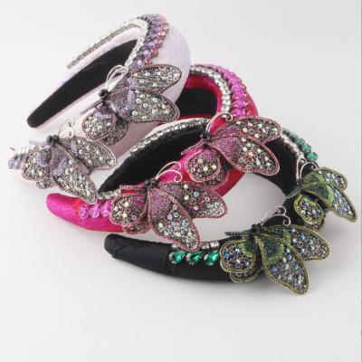 China Headband New Fashion Sponge Butterfly Diamond Baroque Headband For Women Girls Hair Accessories for sale