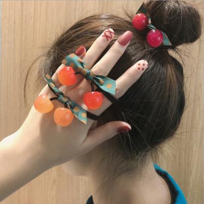 China 2021 Fashion Fashion Fruit Cherries Hair Tie For Women Girl Jewelry Accessories for sale