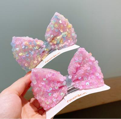 China Colorful Hair Clip Sequin Bow Kids Hair Clip Accessories for sale