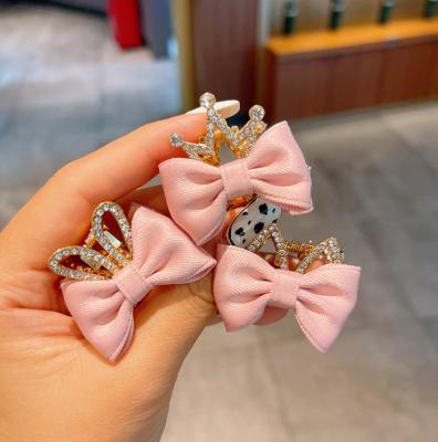 China Cat Ear Small Kids Hair Clip Rhinestone Bow Crown Hair Claw Clip New For Kids Girls Hair Accessories for sale