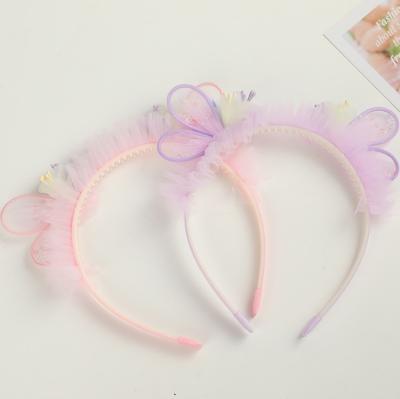 China New Popular Cartoon Mesh Headband Butterfly Wings Shape Lovely Princess Headband For Baby Hair Accessories for sale